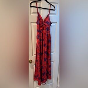 Red and Purple Floral Dress